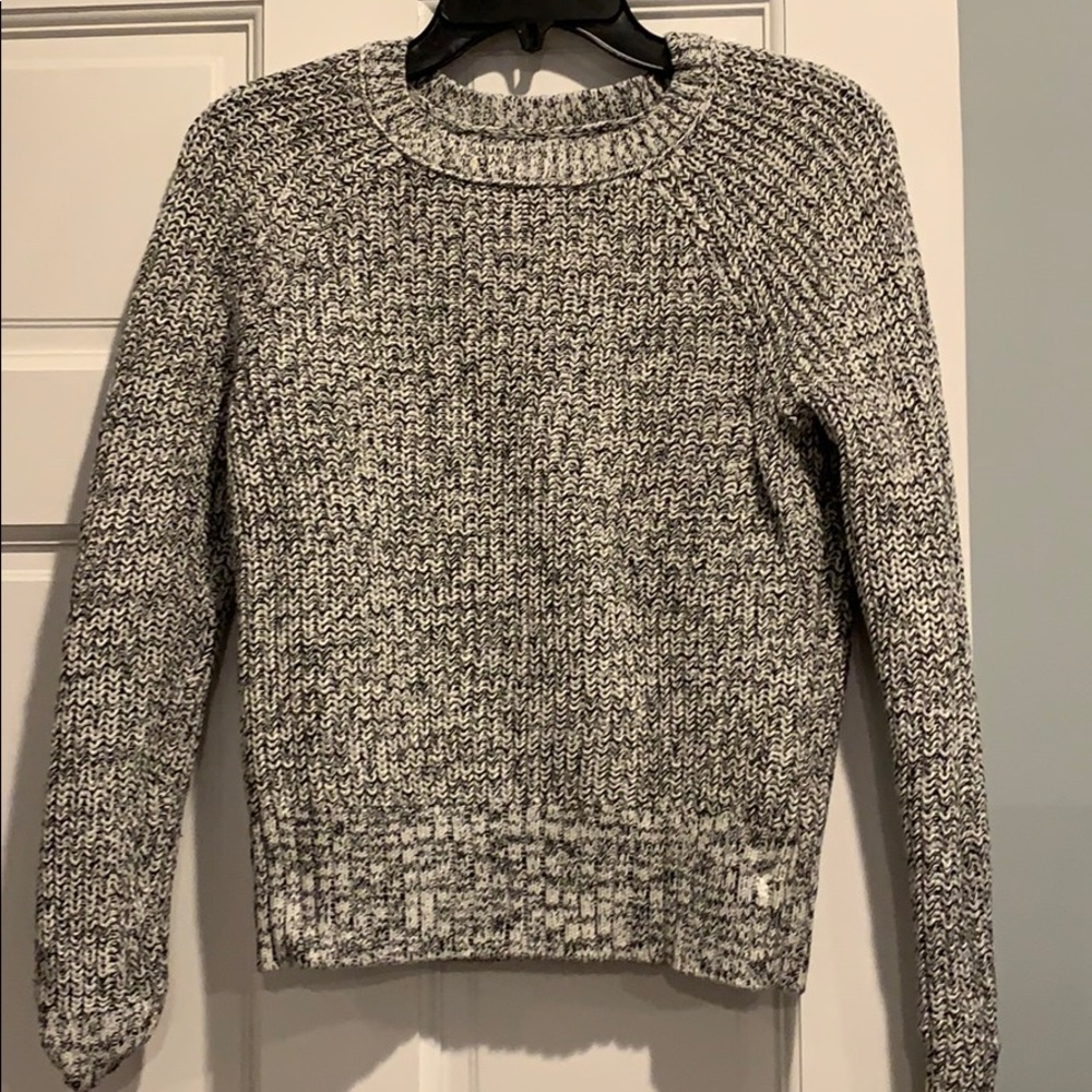 Black and white crew neck sweater